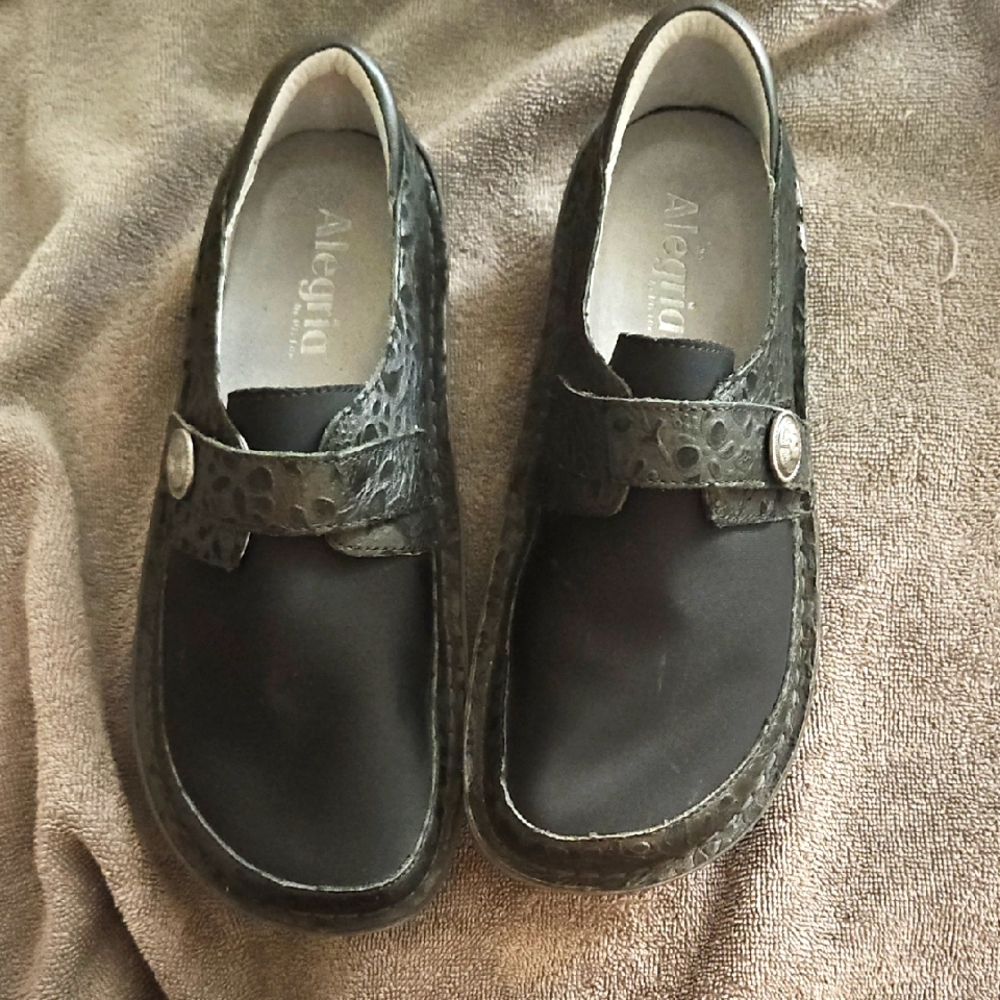 Size 7.5 EU 38 Alegria‎ Black Dena Dream Fit Platform Neoprene Leather